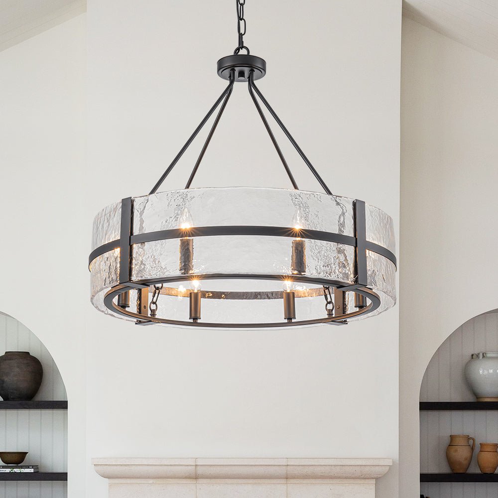 8-Light Glass Round Chandelier Pendant Light | thehouselights, Glass Pendant