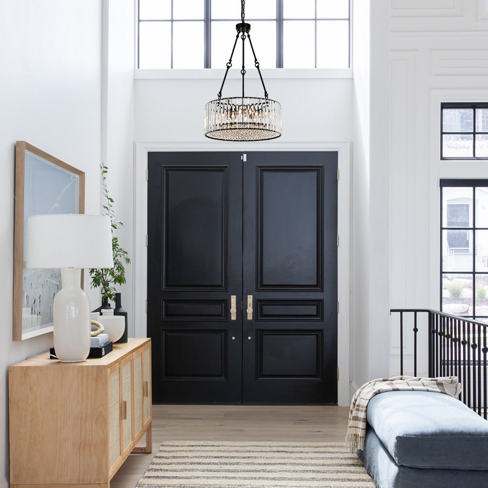 Black Crystal Chandelier with Adjustable Chain | thehouselight, Drum ...