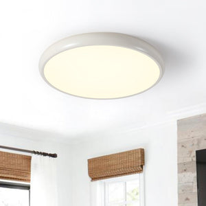 Thehouselights-Glossy Wood LED Flush Mount-Ceiling Light-Warm White-White