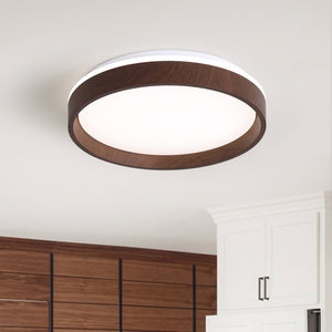 Thehouselights-LED Wooden Round Flush Mount Ceiling Light-Ceiling Light-Cool White-