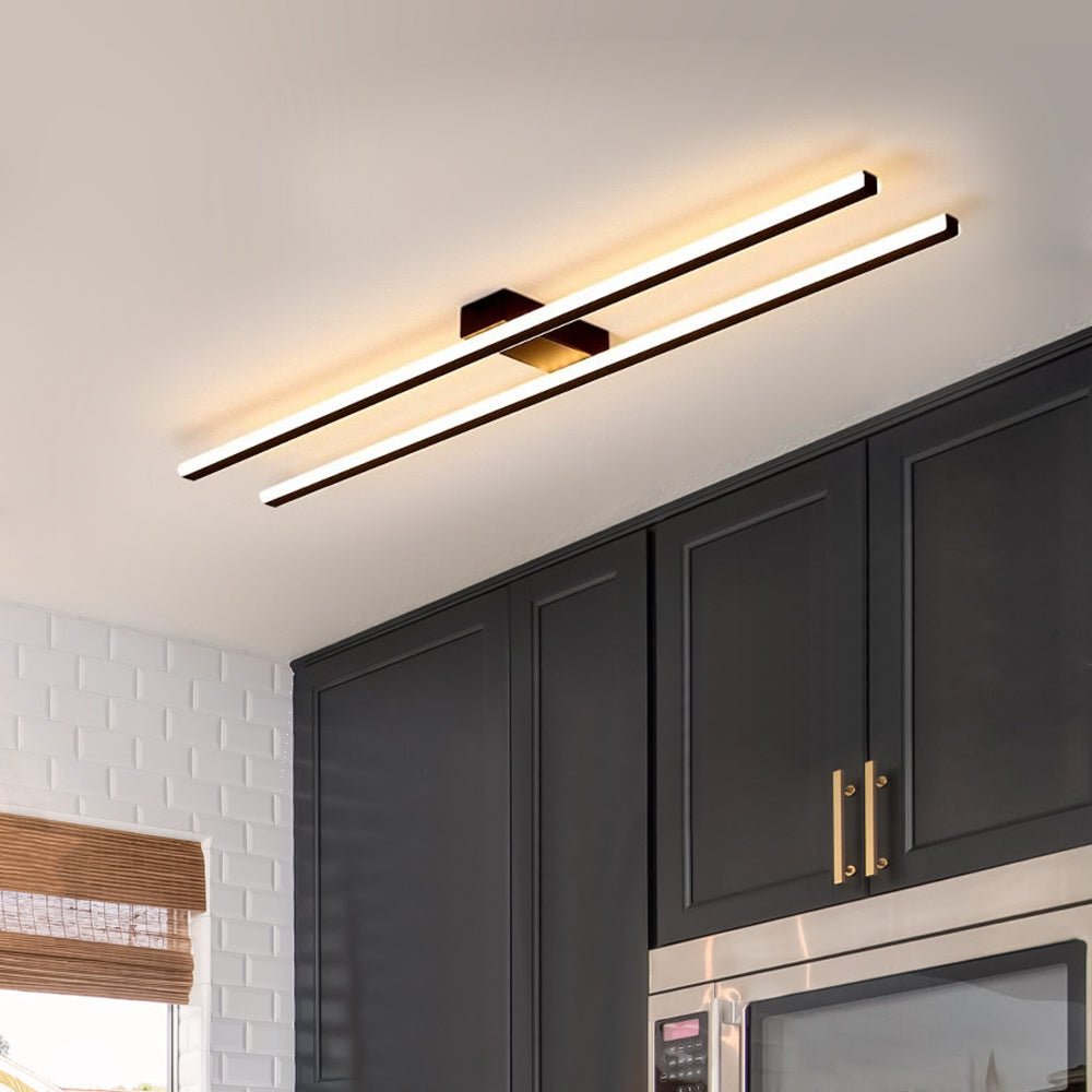 Two Strips LED Black Flush Mount Black Ceiling Light Black Led Wall two-strips-led-black-flush-mount-black-ceiling-light-black-led-wall