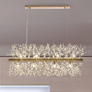 Thehouselights-Modern 9-Light Crystal Pendant Lighting-Chandelier-Gold-