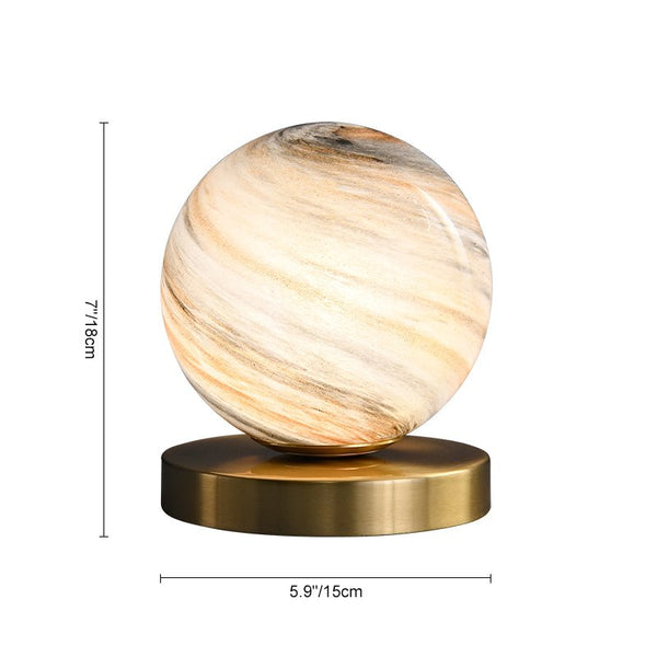 Thehouselights-Ball Table Lamp with Marble Glass Globe Shade-Table Lamp--