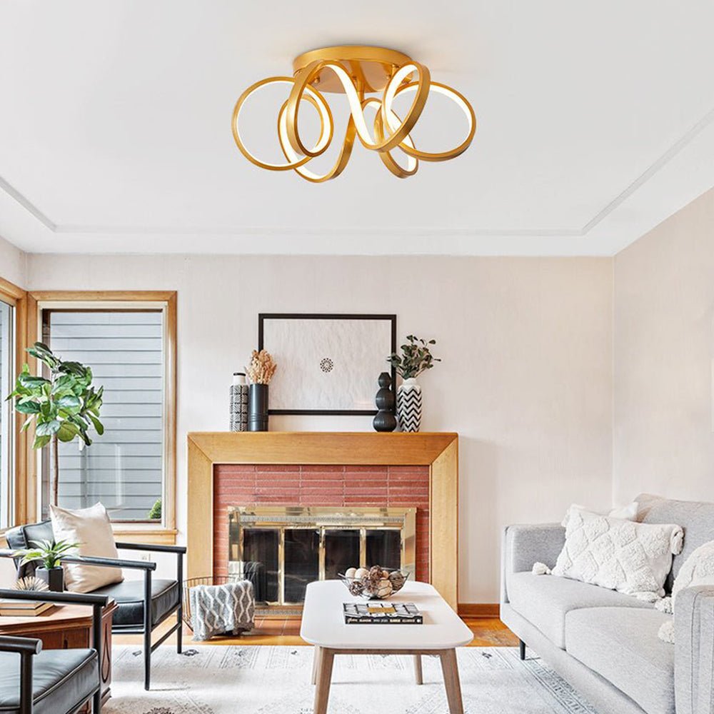 Dimmable LED Flower Design Flush Mount in Solid Gold /White ...