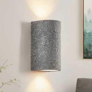 Thehouselights-Modern LED Cylinder Stone Wall Sconce-Wall Lights-Dark Gray-Warm White