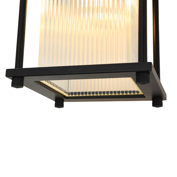 IP23 Lantern Waterproof Ribbed Glass Outdoor Wall Sconce
