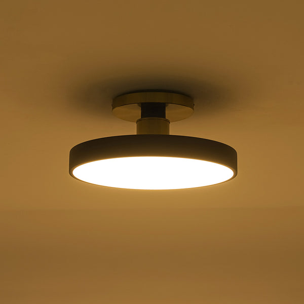 Black LED Acrylic Drum Semi Flush Mount Ceiling Light