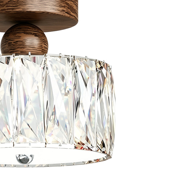 Drum Crystal Glass LED Semi Flush Mount