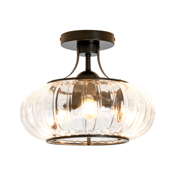 3-Light Lantern Glass Semi-Flush Mount