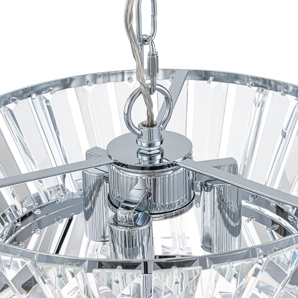 3-Light Up Down Crystal Shade Chrome Chandelier