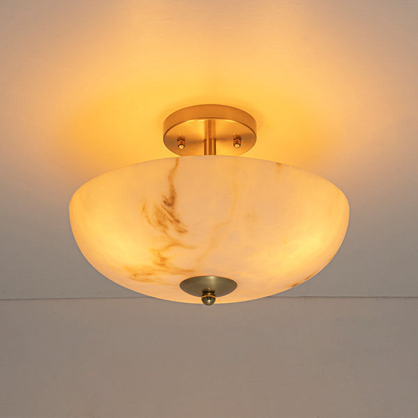 Alabaster Effect Bowl Shade Semi Flush Mount