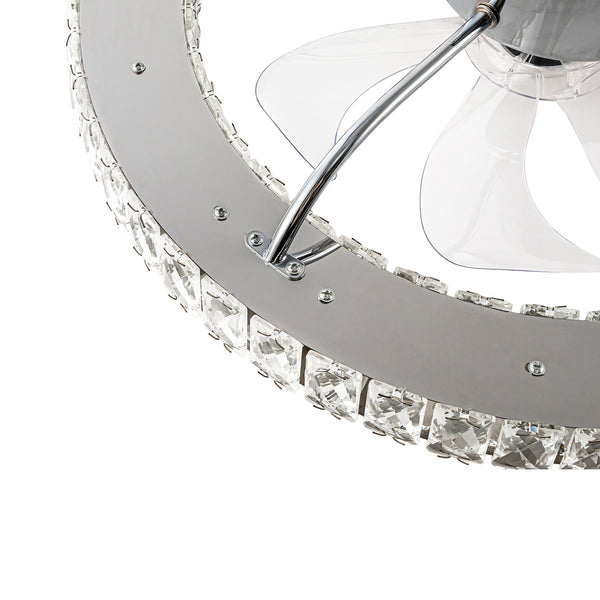 Dimmable Crystal Semi Flush Mount Ceiling Fan