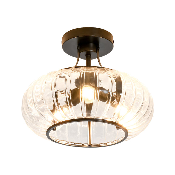 3-Light Lantern Glass Semi-Flush Mount