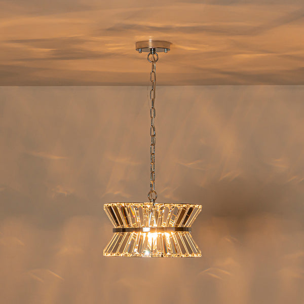 3-Light Up Down Crystal Shade Chrome Chandelier