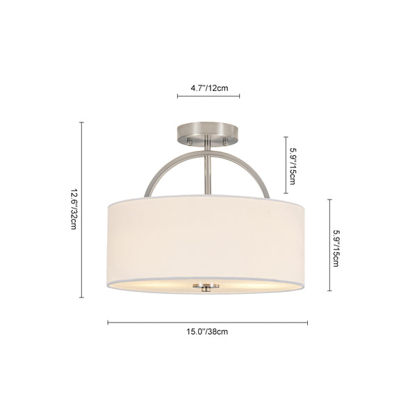 2-Light Linen Drum Flush Mount Ceiling