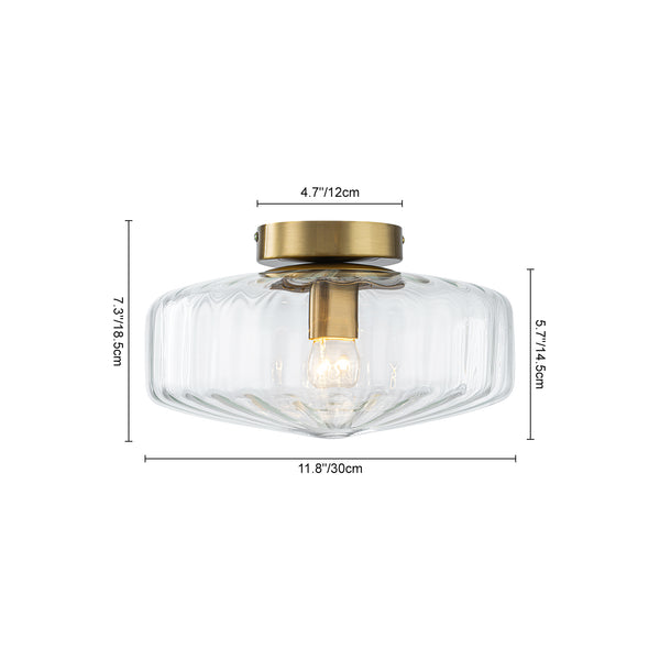 Clear Glass Round Semi Flush Mount