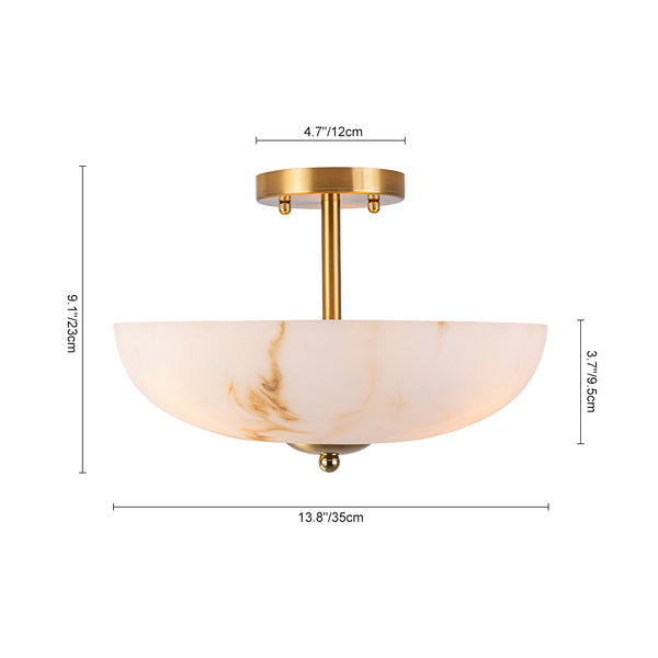 Alabaster Effect Bowl Shade Semi Flush Mount