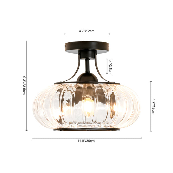 3-Light Lantern Glass Semi-Flush Mount