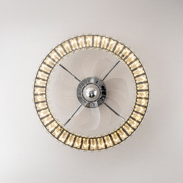 Dimmable Crystal Semi Flush Mount Ceiling Fan