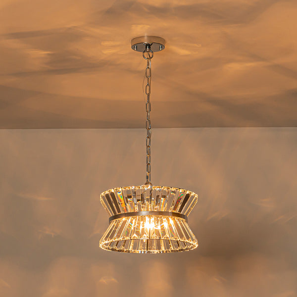 3-Light Up Down Crystal Shade Chrome Chandelier