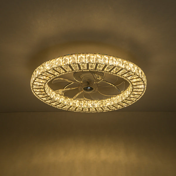 Dimmable Crystal Semi Flush Mount Ceiling Fan
