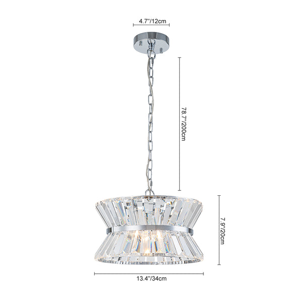 3-Light Up Down Crystal Shade Chrome Chandelier