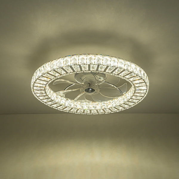 Dimmable Crystal Semi Flush Mount Ceiling Fan