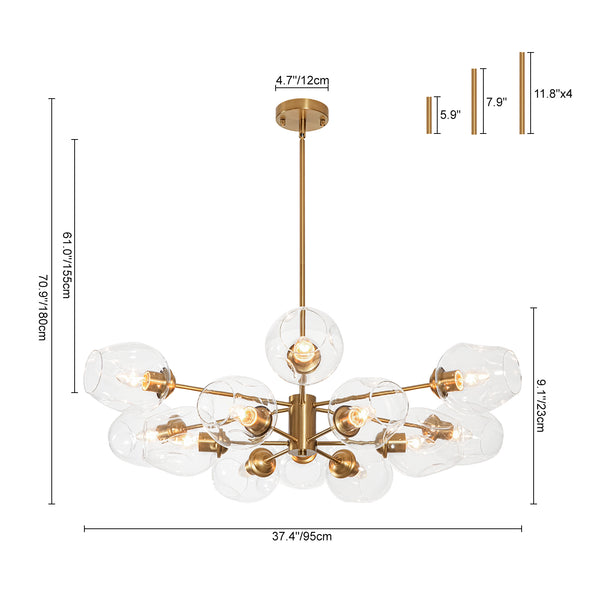 12-Light Two-tier Textured Glass Chandelier