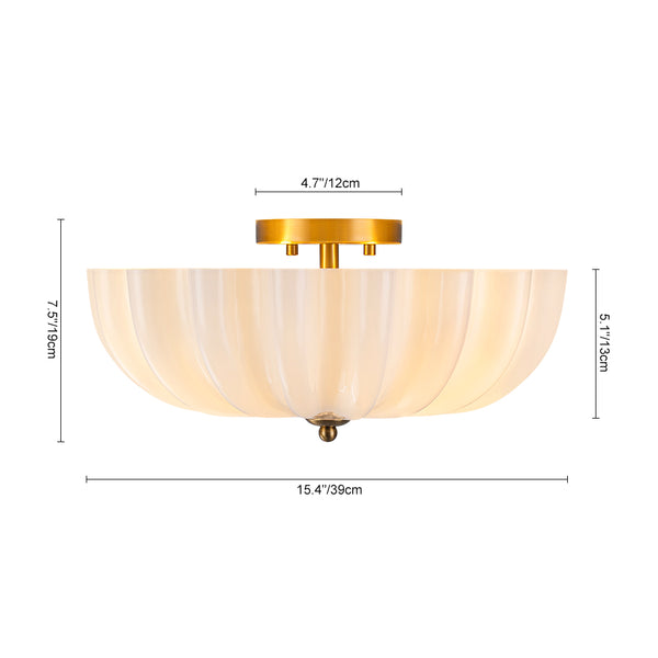 3-Light Bowl Daisy Glass Semi Flush