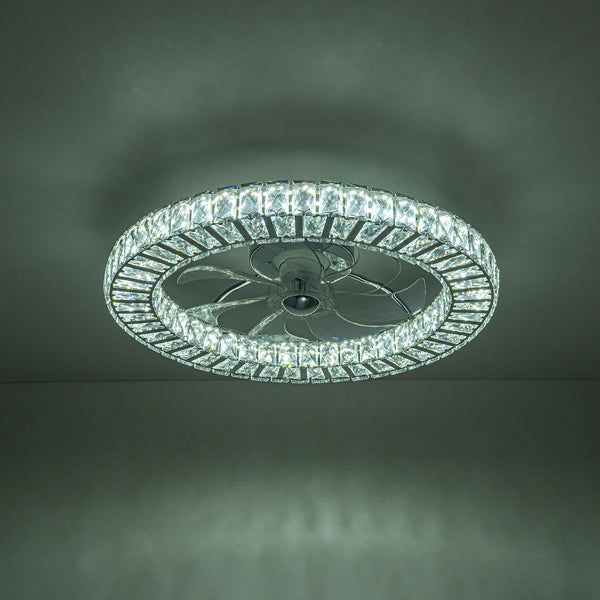 Dimmable Crystal Semi Flush Mount Ceiling Fan