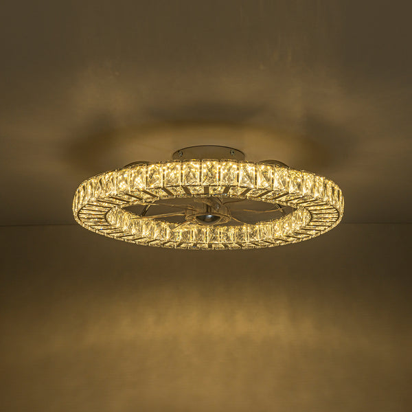 Dimmable Crystal Semi Flush Mount Ceiling Fan