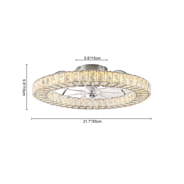 Dimmable Crystal Semi Flush Mount Ceiling Fan
