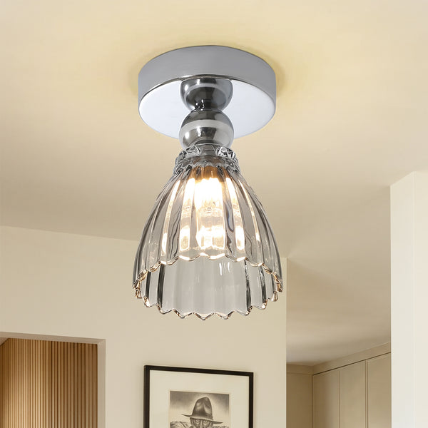 Minimalist Textured Glass LED Semi Flush Mount