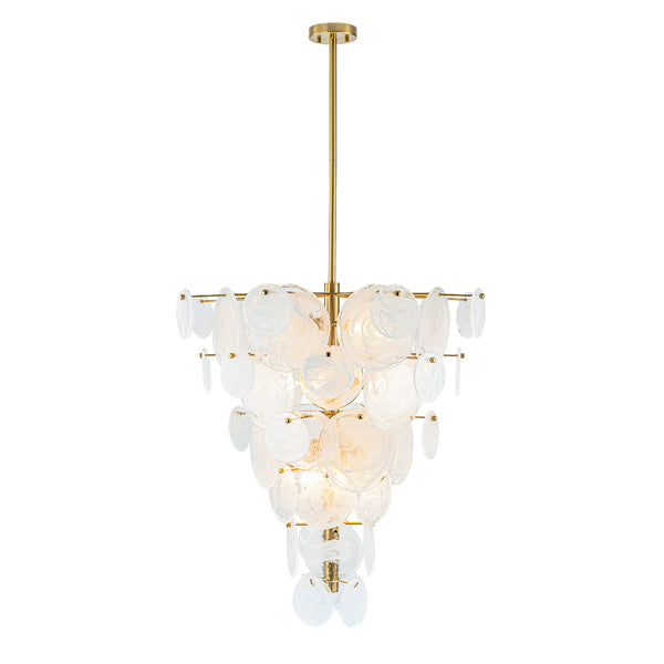 9/12-Light Designer Glass Strip Brass Chandelier