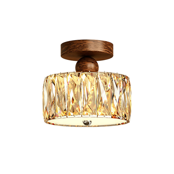 Drum Crystal Glass LED Semi Flush Mount