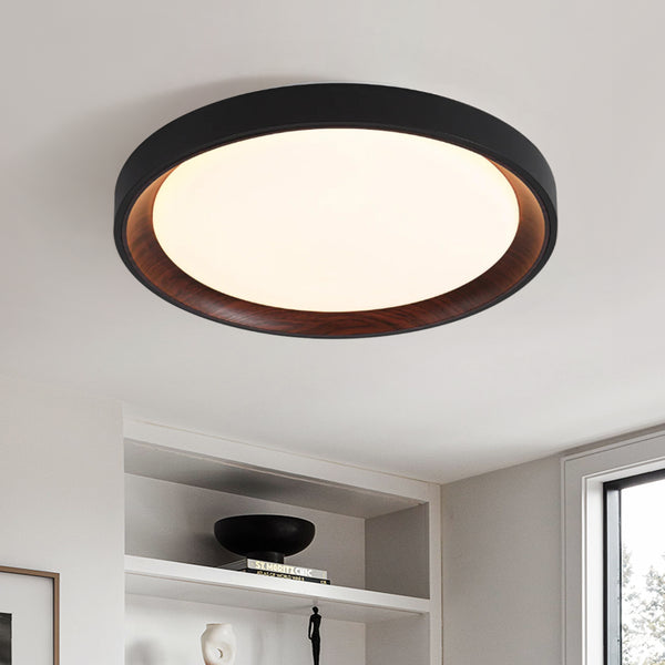 Dimmbare LED-Deckenleuchte aus Walnussholz