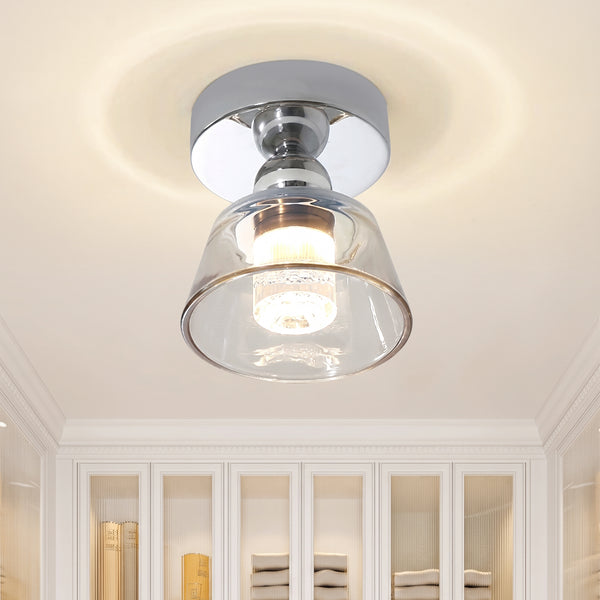 Minimalist Tapered Bell Glass LED Semi Flush Mount