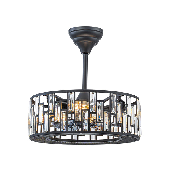 4-Light Crystal Cage Semi Flush Mount Ceiling Fan