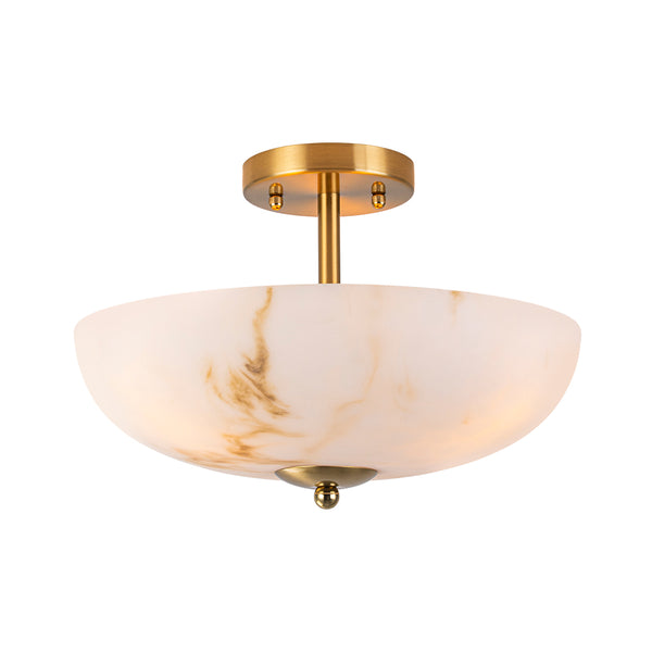 Alabaster Effect Bowl Shade Semi Flush Mount