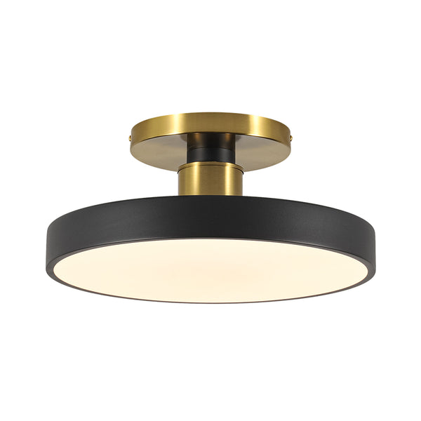 Black LED Acrylic Drum Semi Flush Mount Ceiling Light