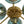 Brass Blue Glass Sputnik Bubble Semi Flush Chandelier