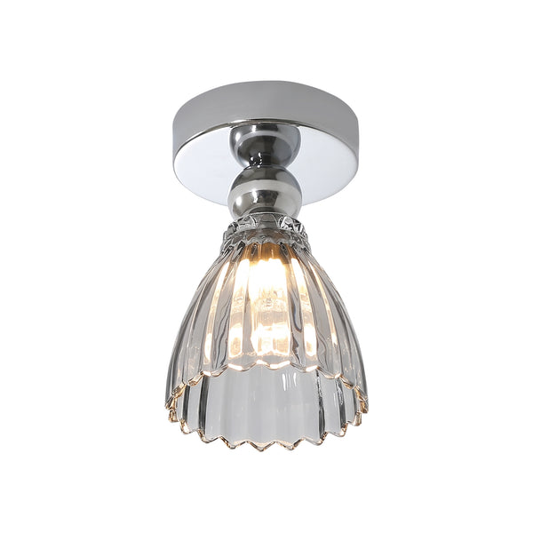 Minimalist Textured Glass LED Semi Flush Mount