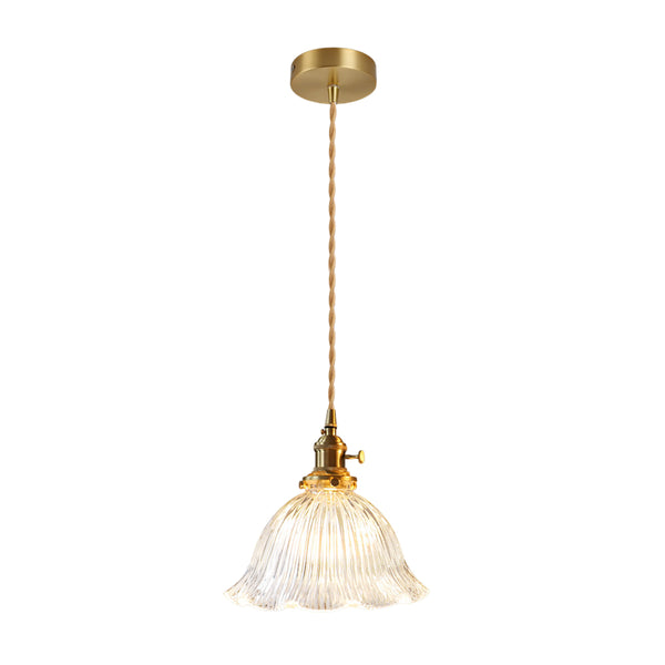1-Light Lotus Stripe Glass Pendant Light