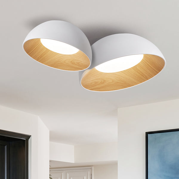 Wood Grain Bowl LED Flush Mount Dome Close To Ceiling Light Track Light