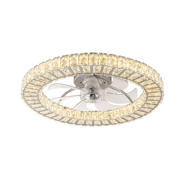 Dimmable Crystal Semi Flush Mount Ceiling Fan