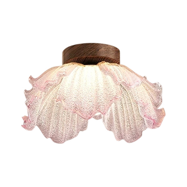 Pink Floral Glass LED Semi Flush Mount