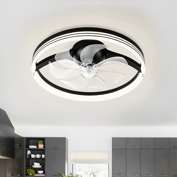 Dimmable Indoor Bedroom Flush Mount Ceiling Fan with Light