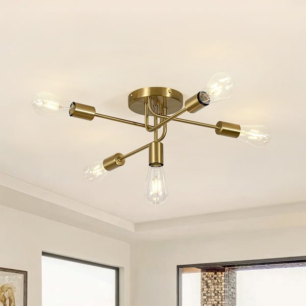 5-Light Swirl Sputnik Semi Flush Light