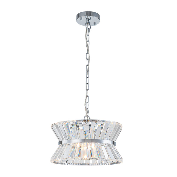 3-Light Up Down Crystal Shade Chrome Chandelier