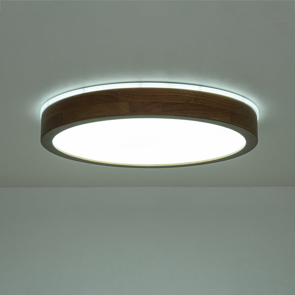 Scandinavian LED Dimmable Walnut Flush Mount Light